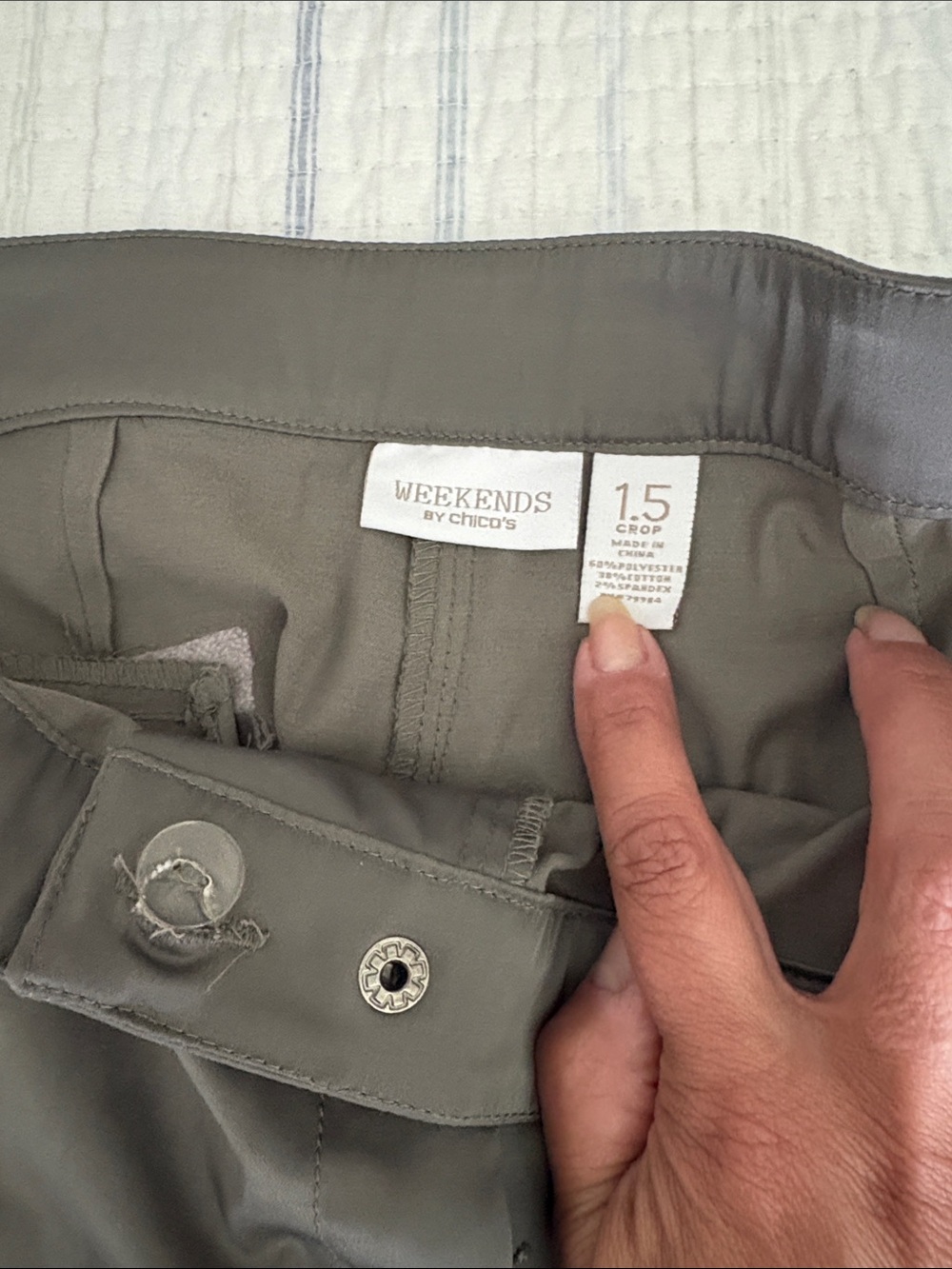 Chico's Weekends Olive Green Crop Pants